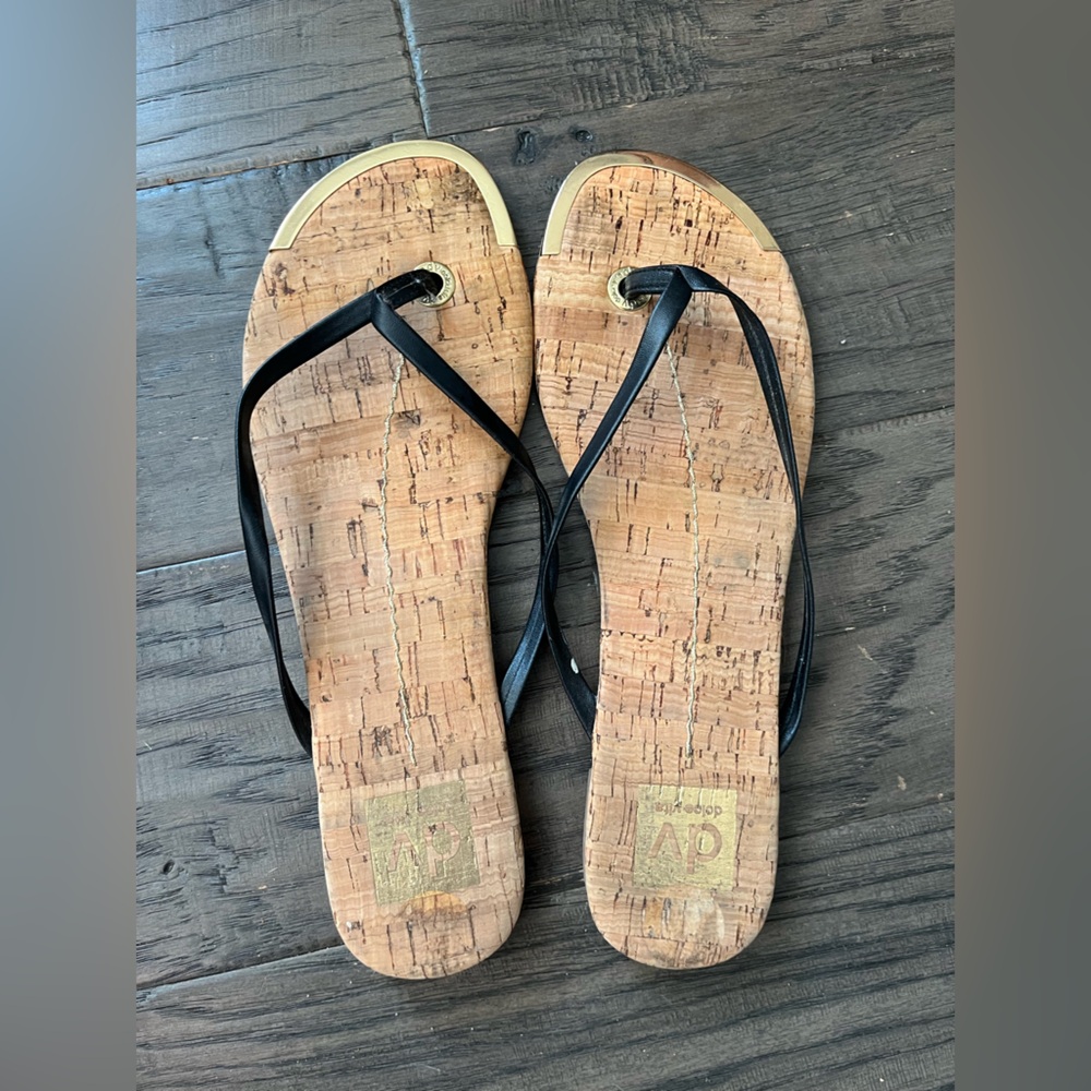 Dolce Vita Cork Flip Flop Sandals with Black Straps